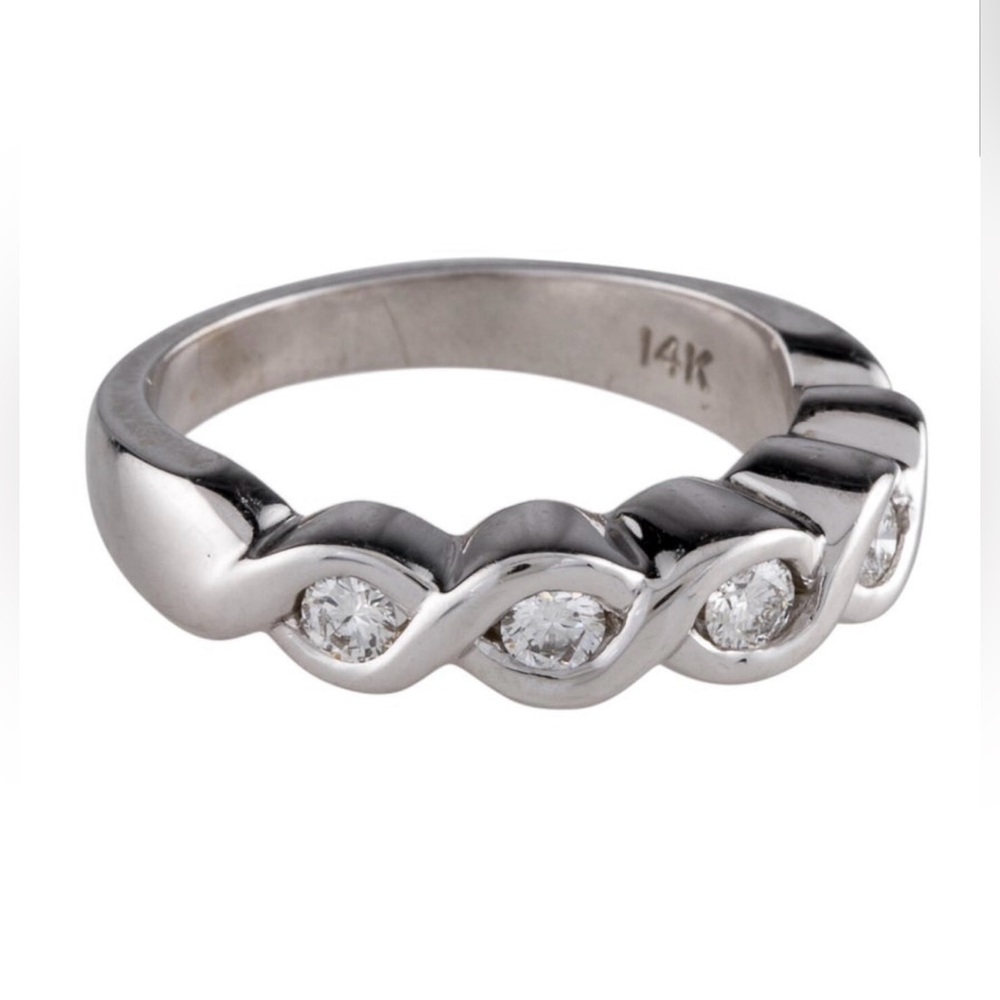 14KT White Gold Natural Diamonds Band - Picture 1 of 10